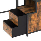 Full Loft Bed with Desk and Storage Non-woven Fabric Drawers, Metal Loft Bed Frame with Ladders, No Spring Box Needed, Black
