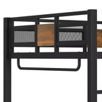 Full Loft Bed with Desk and Storage Non-woven Fabric Drawers, Metal Loft Bed Frame with Ladders, No Spring Box Needed, Black