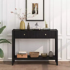 Console Table with Drawers, Narrow Wood Accent Sofa Table Entryway Table with Storage Shelf for Entryway, Front Hall, Hallway, Living Room, Black