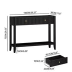 Console Table with Drawers, Narrow Wood Accent Sofa Table Entryway Table with Storage Shelf for Entryway, Front Hall, Hallway, Living Room, Black