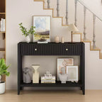 Console Table with Drawers, Narrow Wood Accent Sofa Table Entryway Table with Storage Shelf for Entryway, Front Hall, Hallway, Living Room, Black