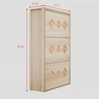 3-Drawer Flip Shoe Cabinet with Floral Pattern - Slim Freestanding Organizer for Entryway Hallway
