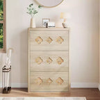 3-Drawer Flip Shoe Cabinet with Floral Pattern - Slim Freestanding Organizer for Entryway Hallway