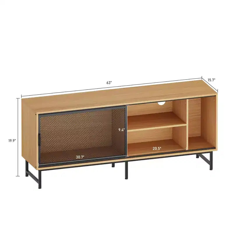 63 Modern Industrial TV Stand for 70-Inch TVs - Entertainment Center with Metal Sliding Doors for Living Room & Bedroom
