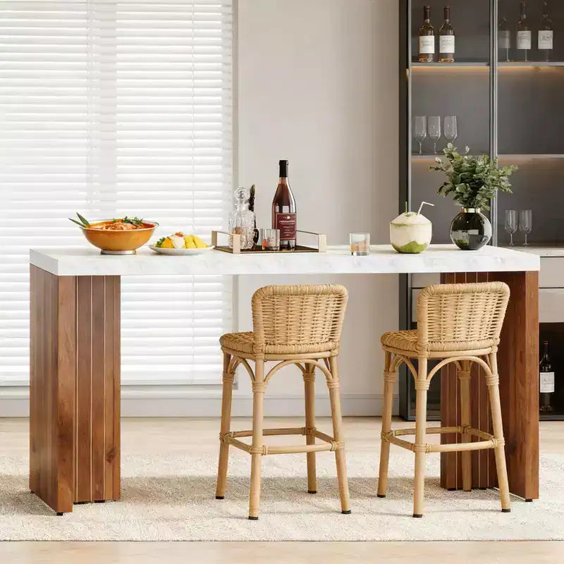 Modern 55 Faux Marble Bar Height Table