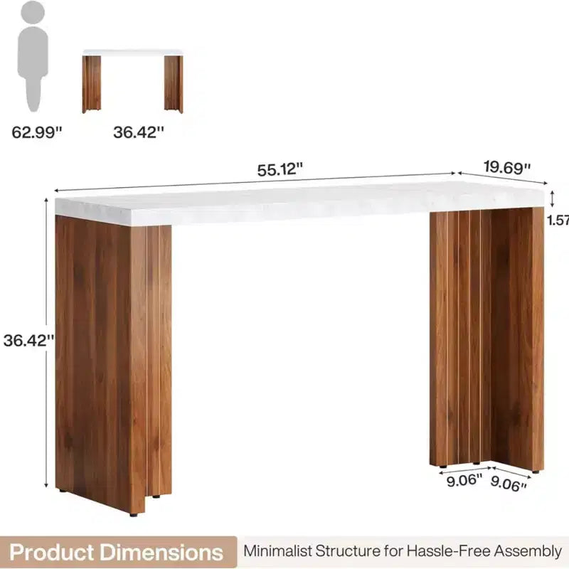 Modern 55 Faux Marble Bar Height Table
