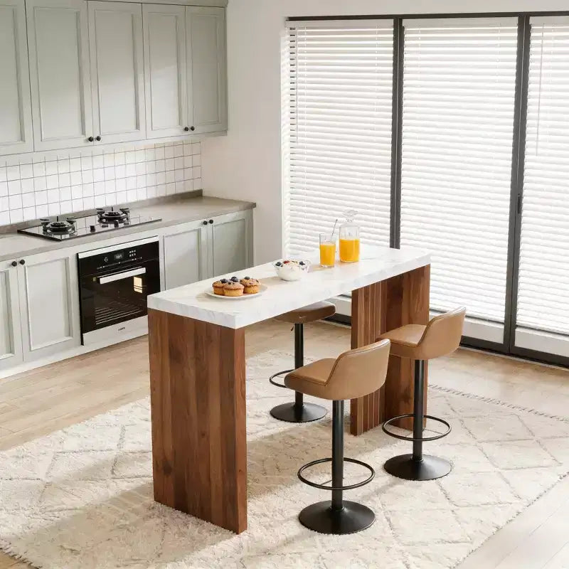 Modern 55 Faux Marble Bar Height Table
