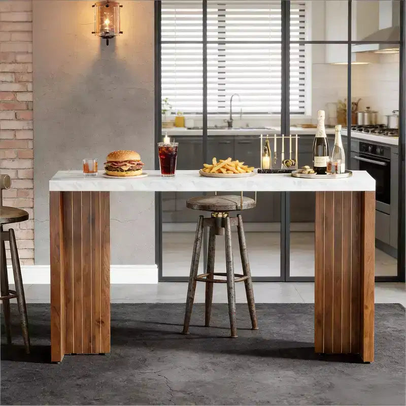 Mesa alta de bar moderna de 55" de mármol sintético