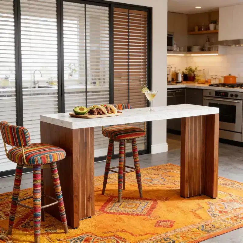 Mesa alta de bar moderna de 55" de mármol sintético