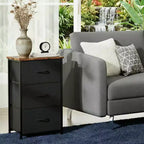 3-Drawer Nightstand Storage Cabinet with Metal Frame & Waterproof Wood Top, Anti-Tip, Adjustable Feet