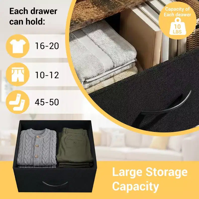 3-Drawer Nightstand Storage Cabinet with Metal Frame & Waterproof Wood Top, Anti-Tip, Adjustable Feet