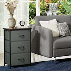3-Drawer Nightstand Storage Cabinet with Metal Frame & Waterproof Wood Top, Anti-Tip, Adjustable Feet