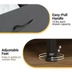 3-Drawer Nightstand Storage Cabinet with Metal Frame & Waterproof Wood Top, Anti-Tip, Adjustable Feet