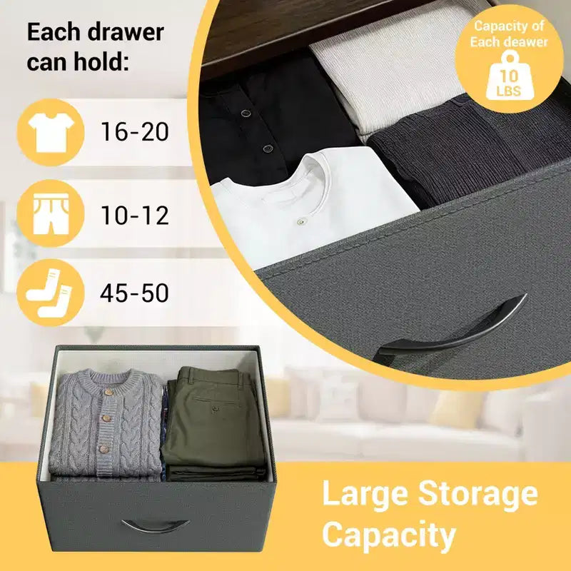 3-Drawer Nightstand Storage Cabinet with Metal Frame & Waterproof Wood Top, Anti-Tip, Adjustable Feet