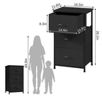 3-Drawer Nightstand Storage Cabinet with Metal Frame & Waterproof Wood Top, Anti-Tip, Adjustable Feet