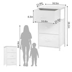 3-Drawer Nightstand Storage Cabinet with Metal Frame & Waterproof Wood Top, Anti-Tip, Adjustable Feet