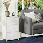 3-Drawer Nightstand Storage Cabinet with Metal Frame & Waterproof Wood Top, Anti-Tip, Adjustable Feet