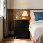 3-Drawer Nightstand Storage Cabinet with Metal Frame & Waterproof Wood Top, Anti-Tip, Adjustable Feet