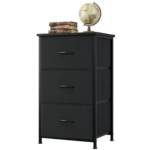 3-Drawer Nightstand Storage Cabinet with Metal Frame & Waterproof Wood Top, Anti-Tip, Adjustable Feet