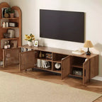78 Modern TV Stand with Slatted Door Design and Closed Storage