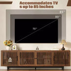 78 Modern TV Stand with Slatted Door Design and Closed Storage