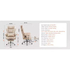 Executive Office Chair with Footrest, 400lb Capacity Office Chair with Lumbar Pillow & Removable Armrests, Heavy Duty Ergonomic Chair,Beige