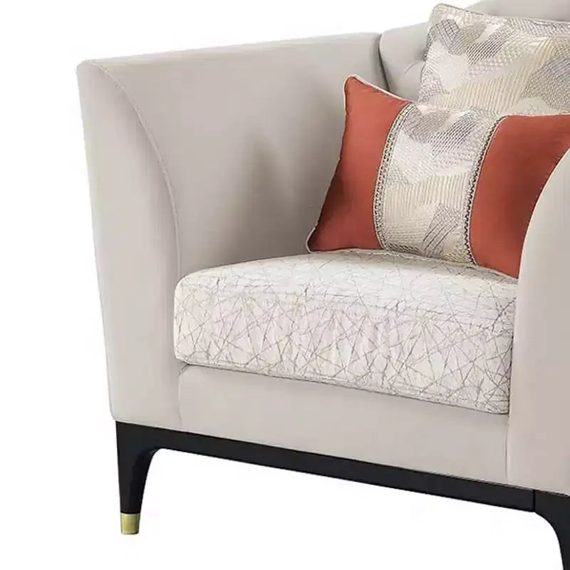 44" Tayden Accent Chair Beige Velvet: Luxurious Upholstered Club Chair, No Assembly Required