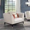 44" Tayden Accent Chair Beige Velvet: Luxurious Upholstered Club Chair, No Assembly Required