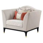 44" Tayden Accent Chair Beige Velvet: Luxurious Upholstered Club Chair, No Assembly Required