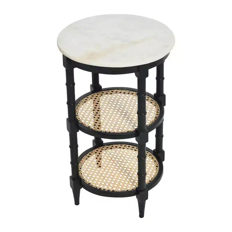 Round End Table Black