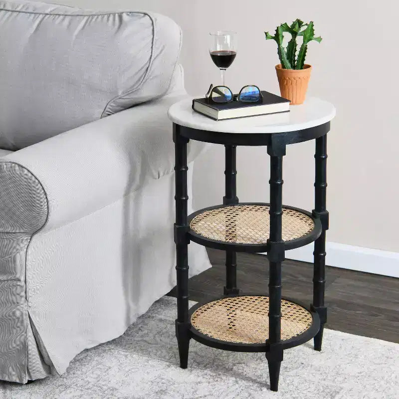 Round End Table Black