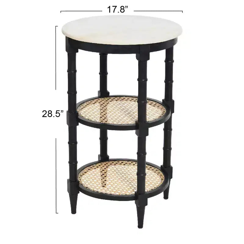 Round End Table Black