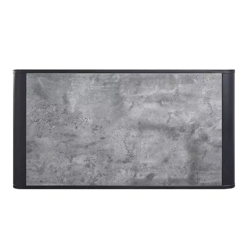 42" Coffee Table Concrete Gray and Black Finish: Loop Leg Design, Wood Composite Top, Metal Frame