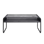 42" Coffee Table Concrete Gray and Black Finish: Loop Leg Design, Wood Composite Top, Metal Frame