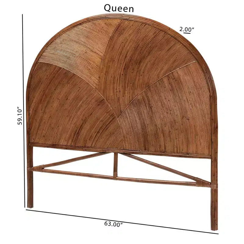 Queen Rattan Standalone Headboard Dark Brown: No Assembly, MDF Frame, Spot Clean