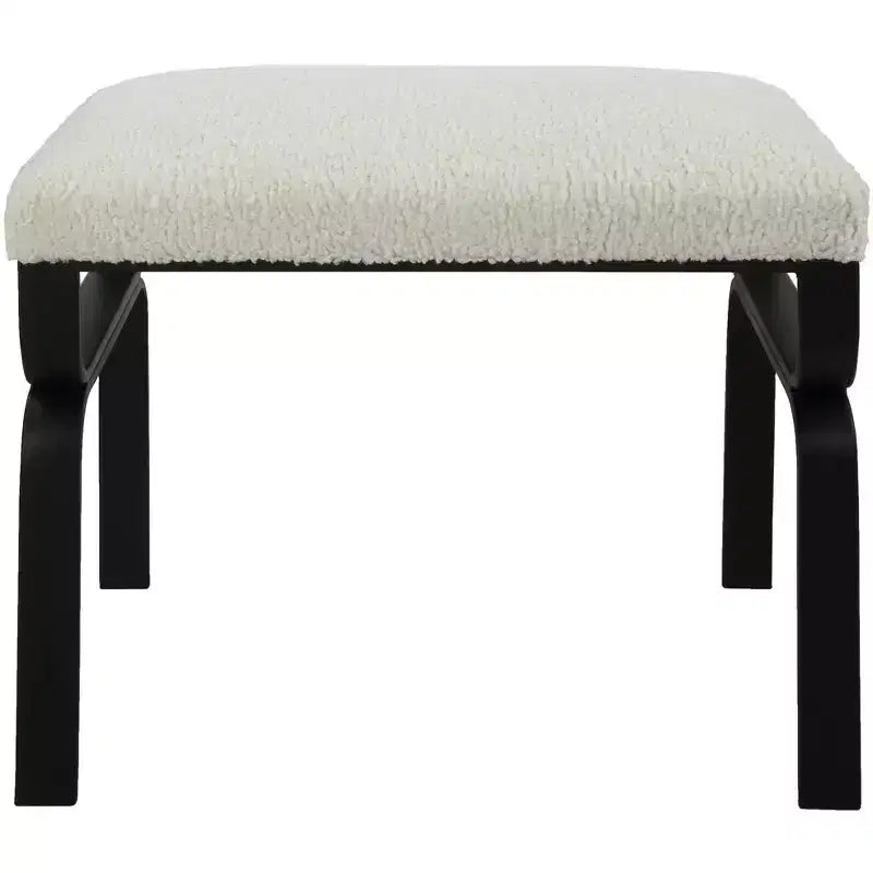 Uttermost Diverge 22 3/4 Wide White Faux Shearling Fabric Bench