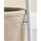 Small Round Side End Table Modern Nightstand with Fabric Basket