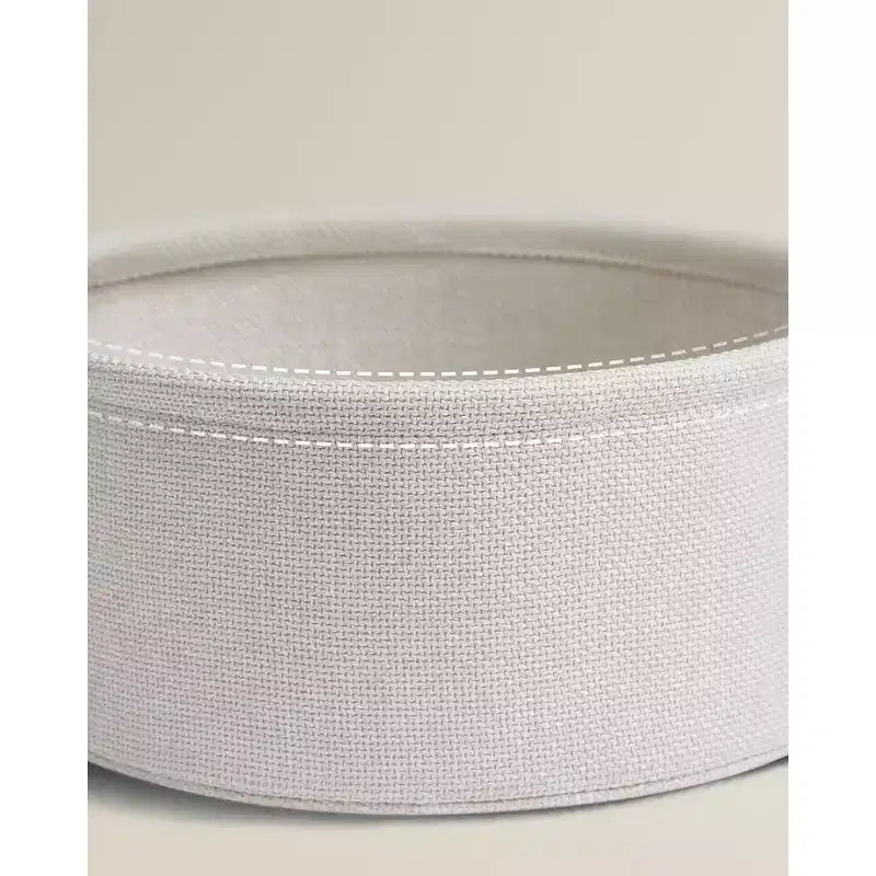 Small Round Side End Table Modern Nightstand with Fabric Basket