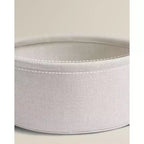 Small Round Side End Table Modern Nightstand with Fabric Basket