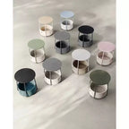 Small Round Side End Table Modern Nightstand with Fabric Basket