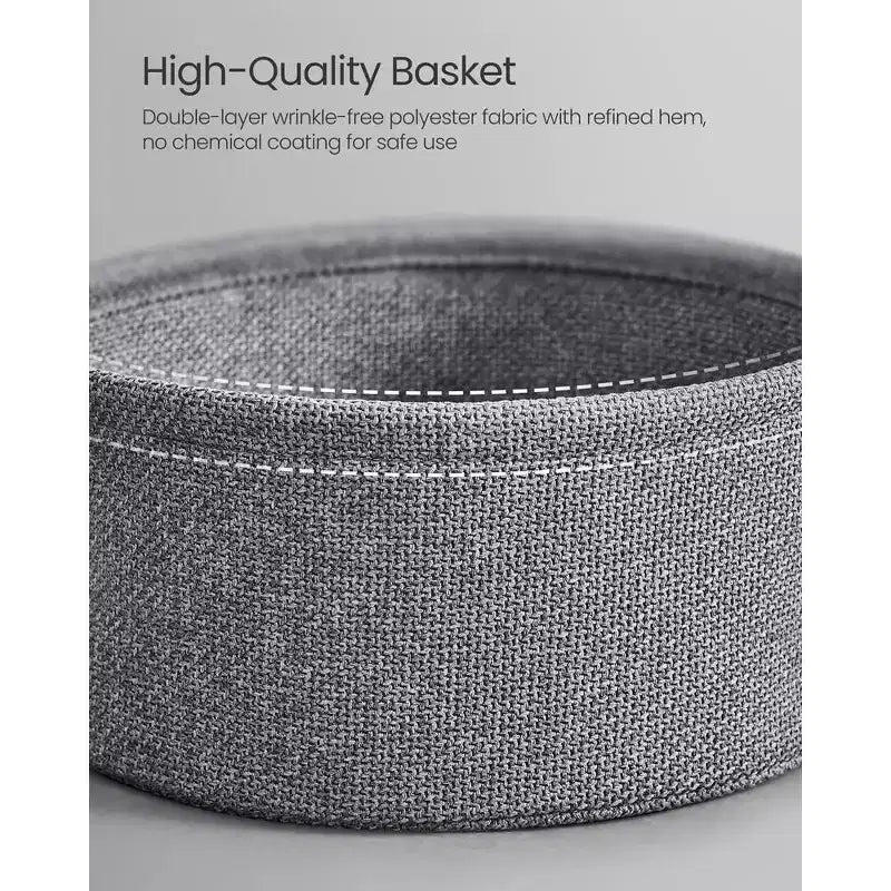 Small Round Side End Table Modern Nightstand with Fabric Basket