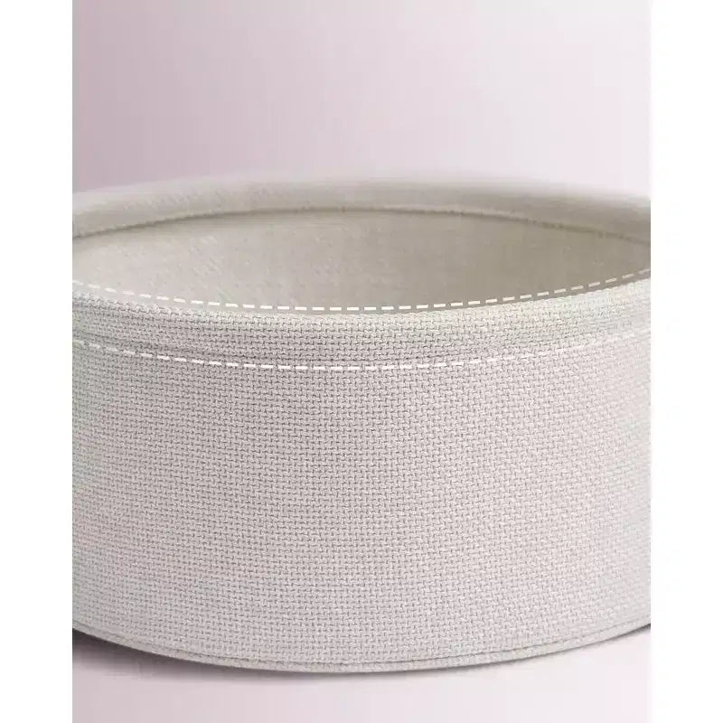 Small Round Side End Table Modern Nightstand with Fabric Basket