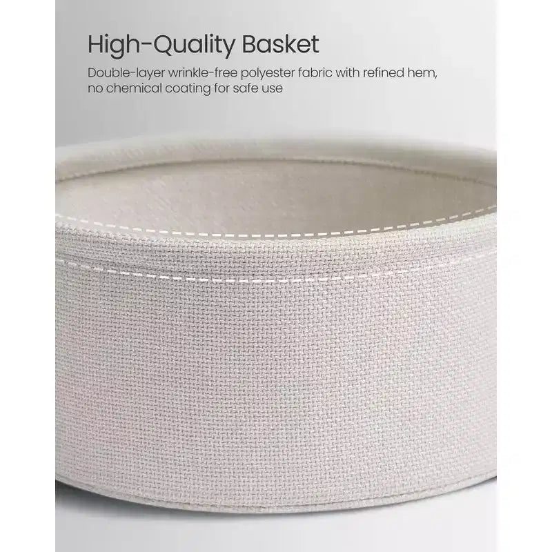 Small Round Side End Table Modern Nightstand with Fabric Basket