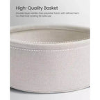 Small Round Side End Table Modern Nightstand with Fabric Basket