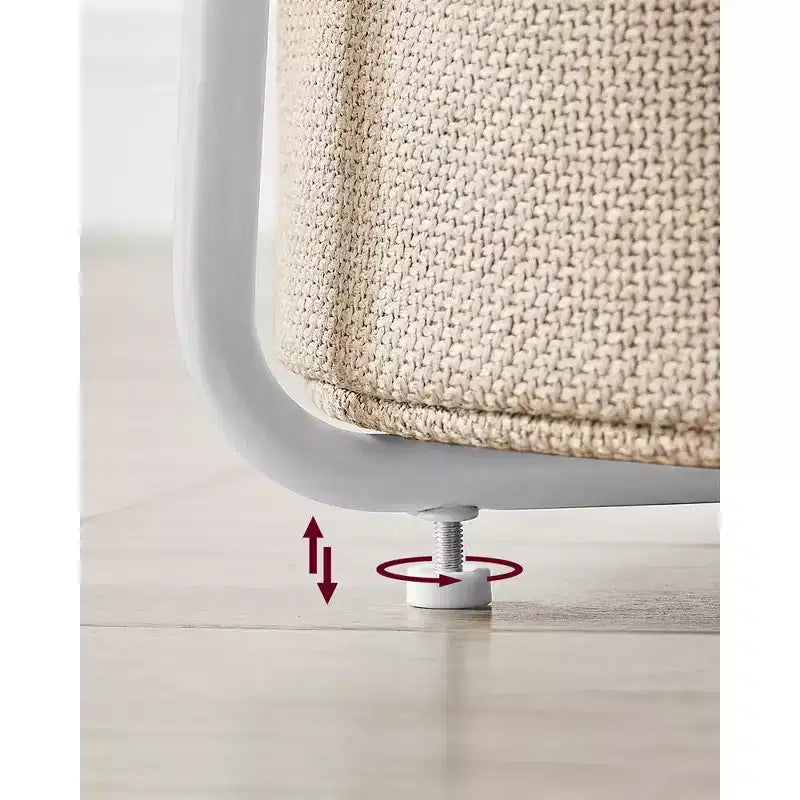 Small Round Side End Table Modern Nightstand with Fabric Basket