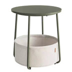 Small Round Side End Table Modern Nightstand with Fabric Basket
