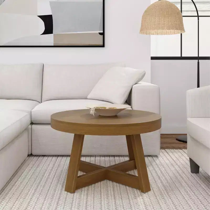 Mesa de centro redonda clásica de madera maciza, 30, mesa de granja para sala de estar