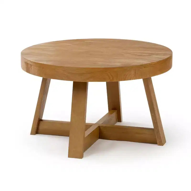 Mesa de centro redonda clásica de madera maciza, 30, mesa de granja para sala de estar