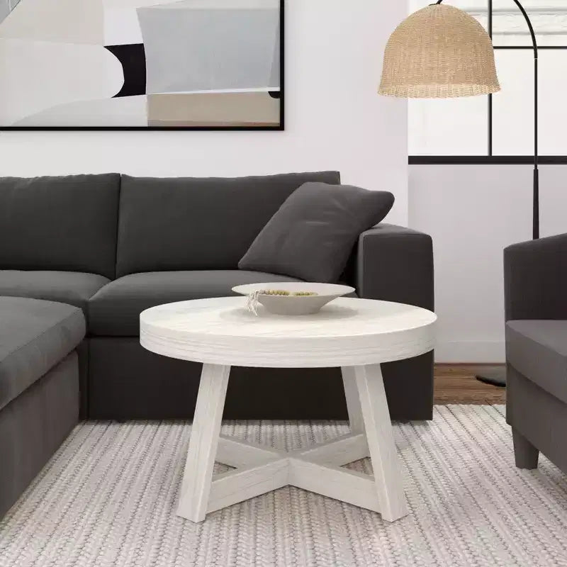 Mesa de centro redonda clásica de madera maciza, 30, mesa de granja para sala de estar