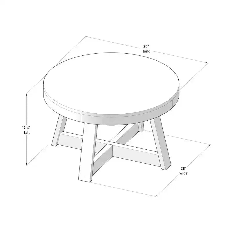 Mesa de centro redonda clásica de madera maciza, 30, mesa de granja para sala de estar